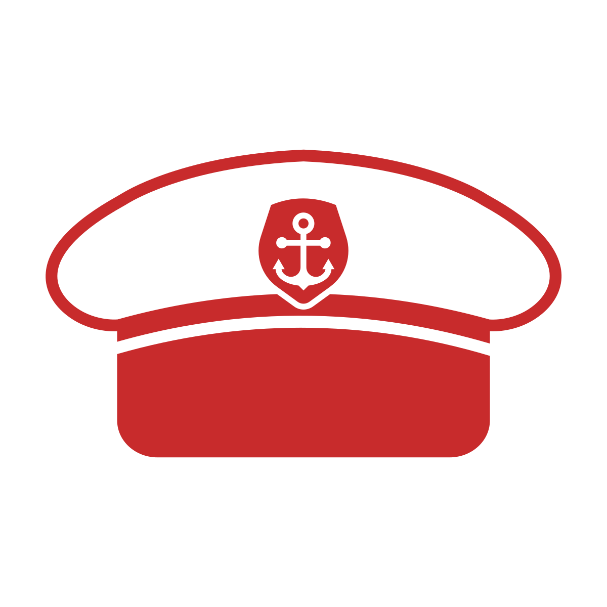 Red captain's hat with anchor emblem on front.