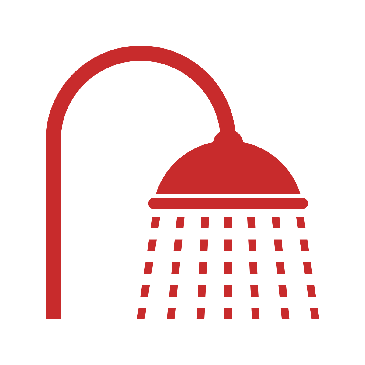 Red shower icon with water droplets
